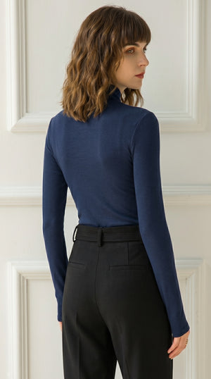 LORVENE Signature Soft Blouse Shirt in light fabric, featuring a classic collar and long sleeves, displayed on a hanger.