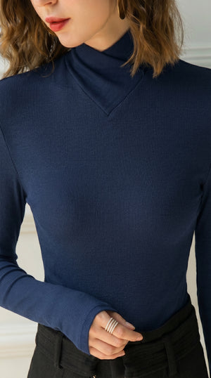 LORVENE Signature Soft Blouse Shirt in light fabric, shown on model, featuring a classic collar and long sleeves for a stylish look.