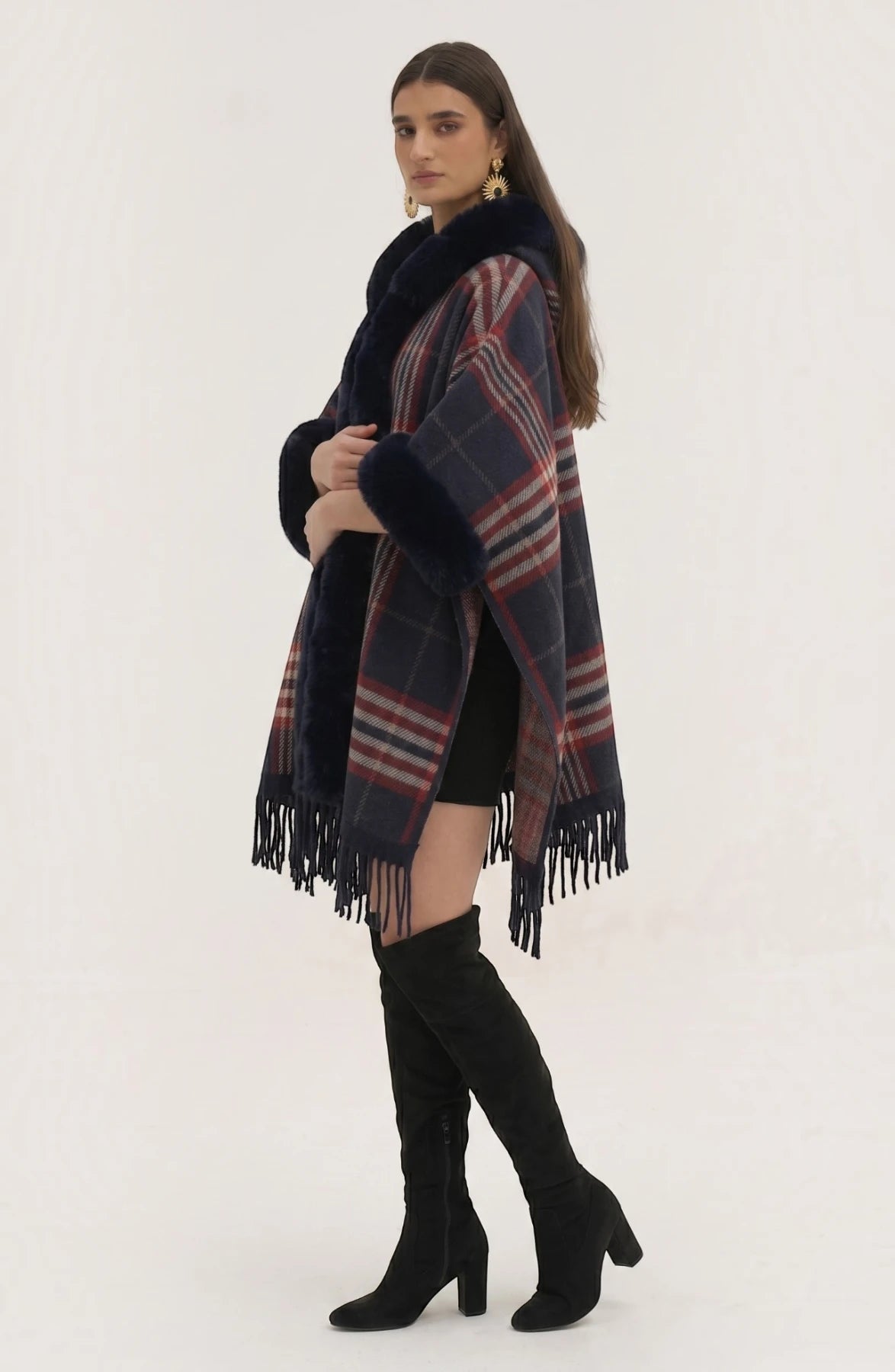 LORVENE Heritage Cashmere Shawl draped over a chair, showcasing soft, luxurious cashmere fabric and elegant design.