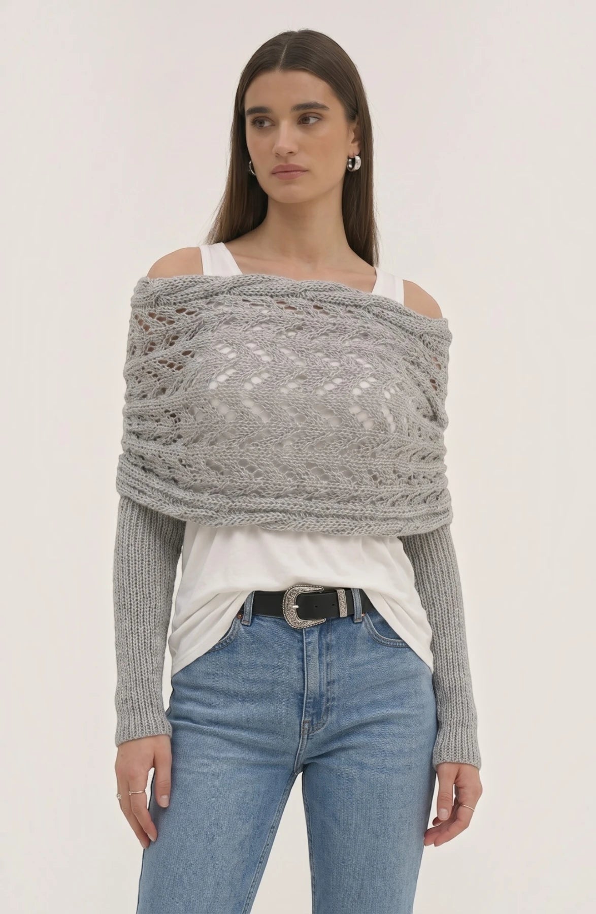 LORVENE Classic Pashmina Wrap draped over a neutral background, showcasing soft, luxurious fabric and elegant style.
