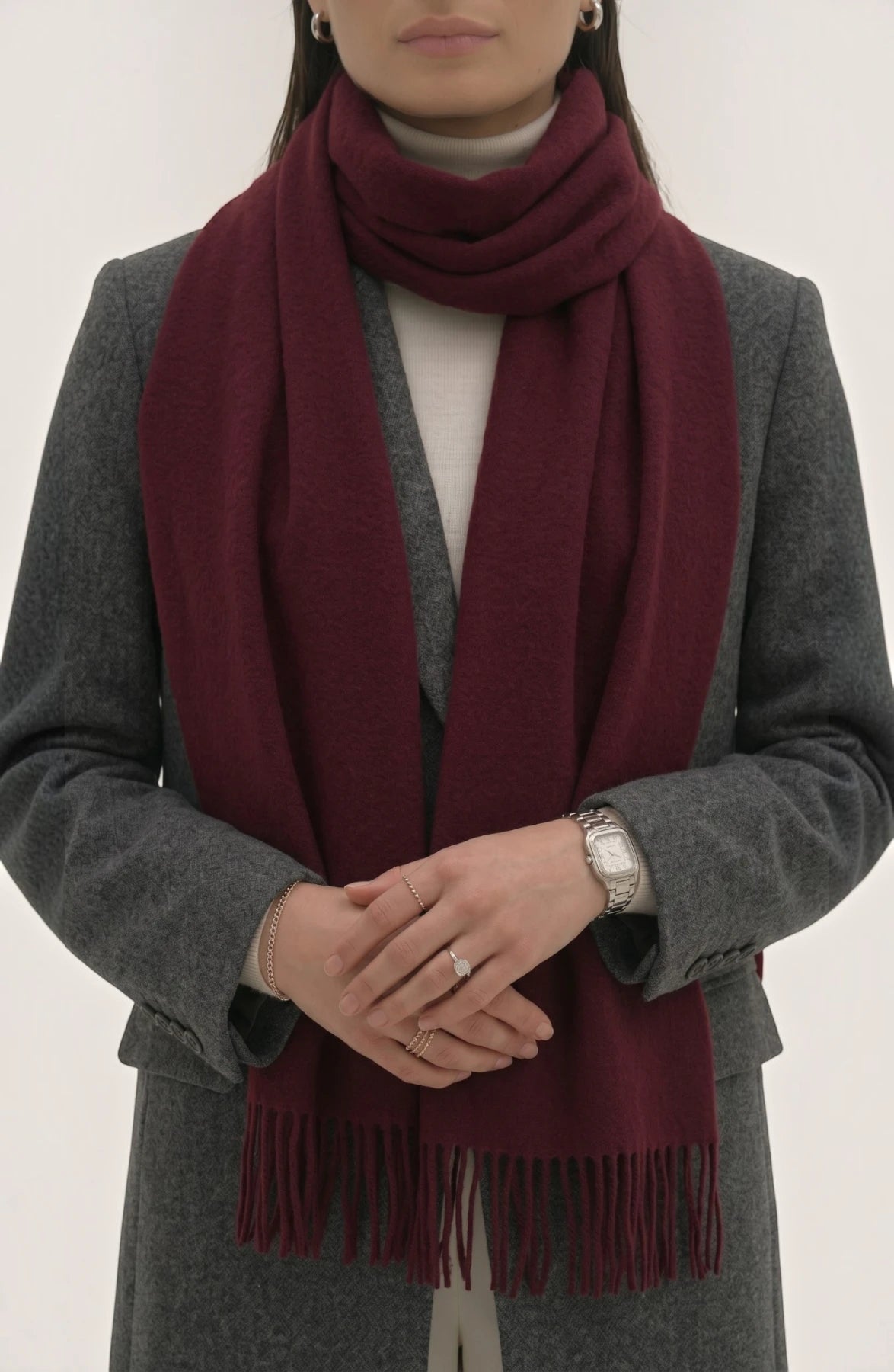 LORVENES Pure Wool Solid Scarf