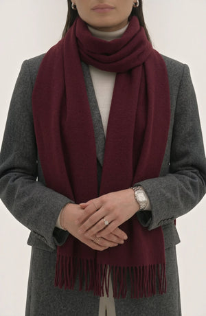 LORVENES Pure Wool Solid Scarf