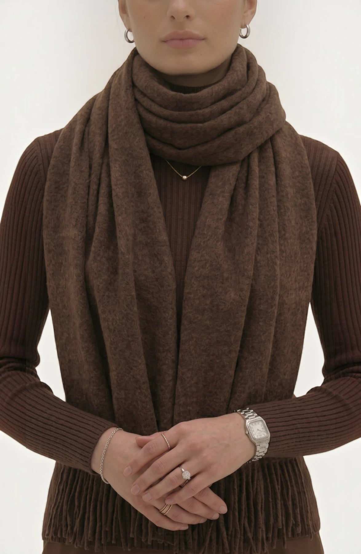 LORVENES Pure Wool Solid Scarf
