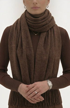 LORVENES Pure Wool Solid Scarf