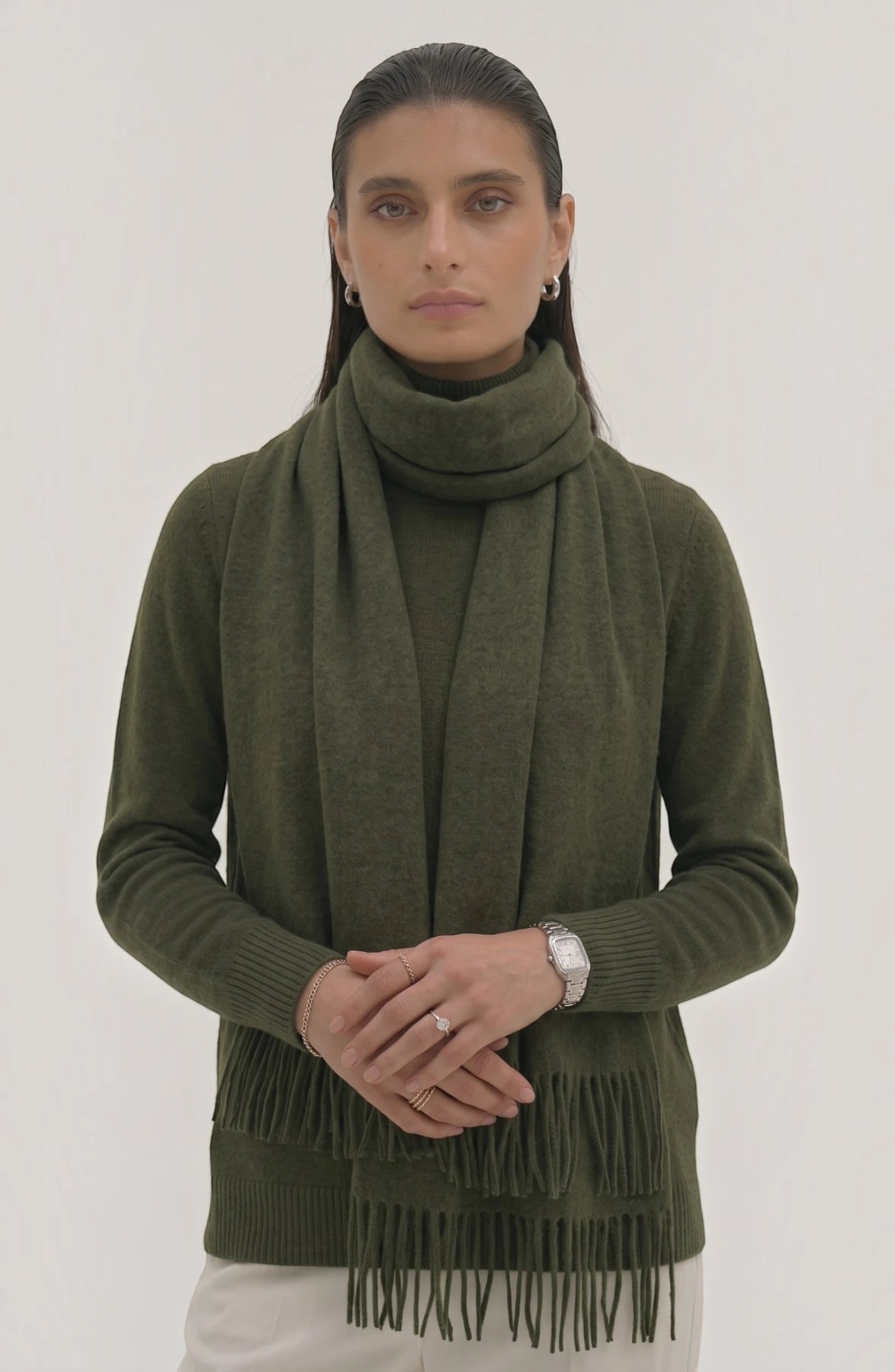 LORVENES Pure Wool Solid Scarf