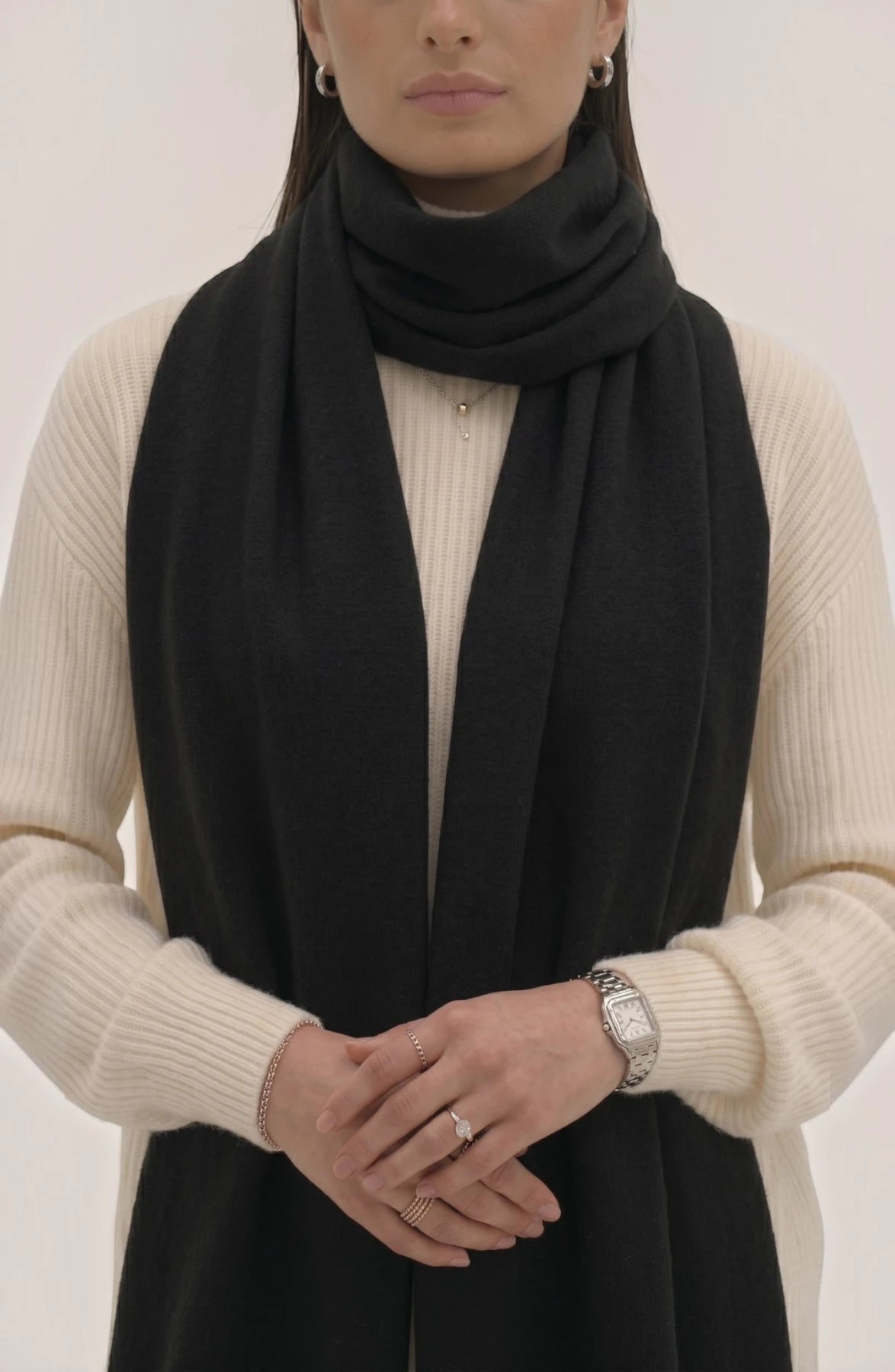 LORVENES Pure Wool Solid Scarf