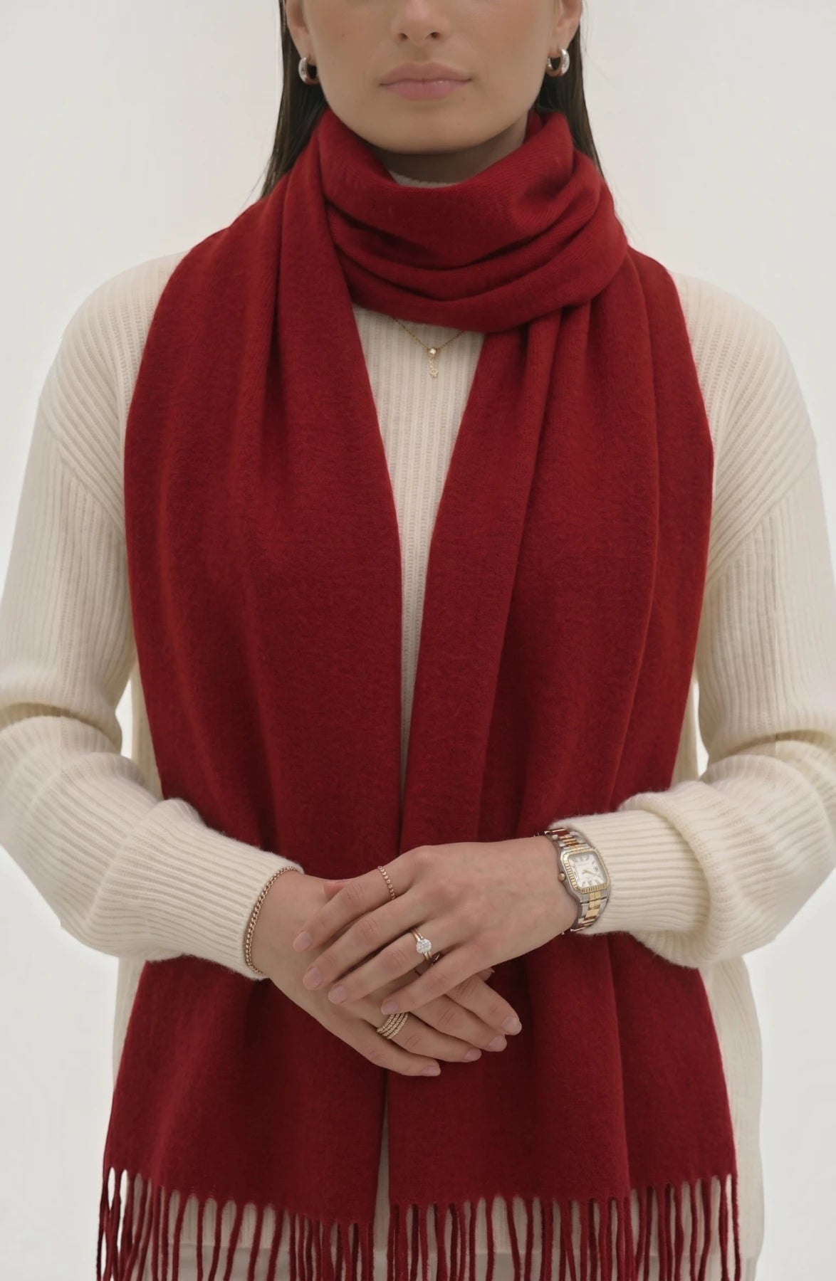 LORVENES Pure Wool Solid Scarf