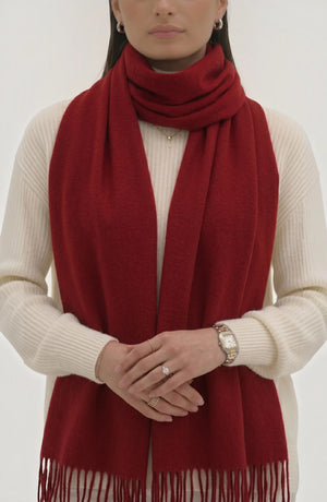 LORVENES Pure Wool Solid Scarf