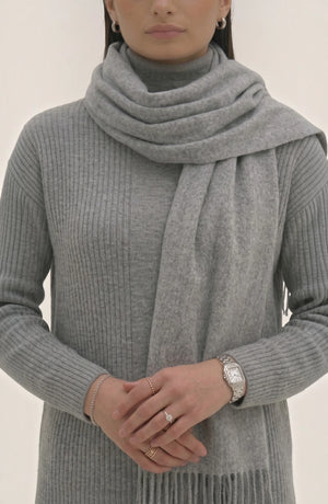 LORVENES Pure Wool Solid Scarf