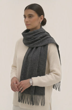 LORVENES Pure Wool Solid Scarf