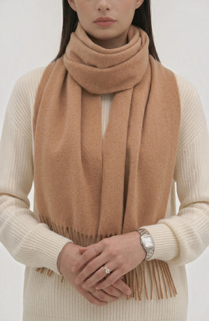 LORVENES Pure Wool Solid Scarf