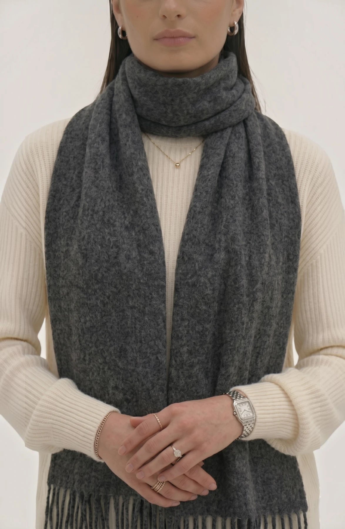 LORVENES Pure Wool Solid Scarf