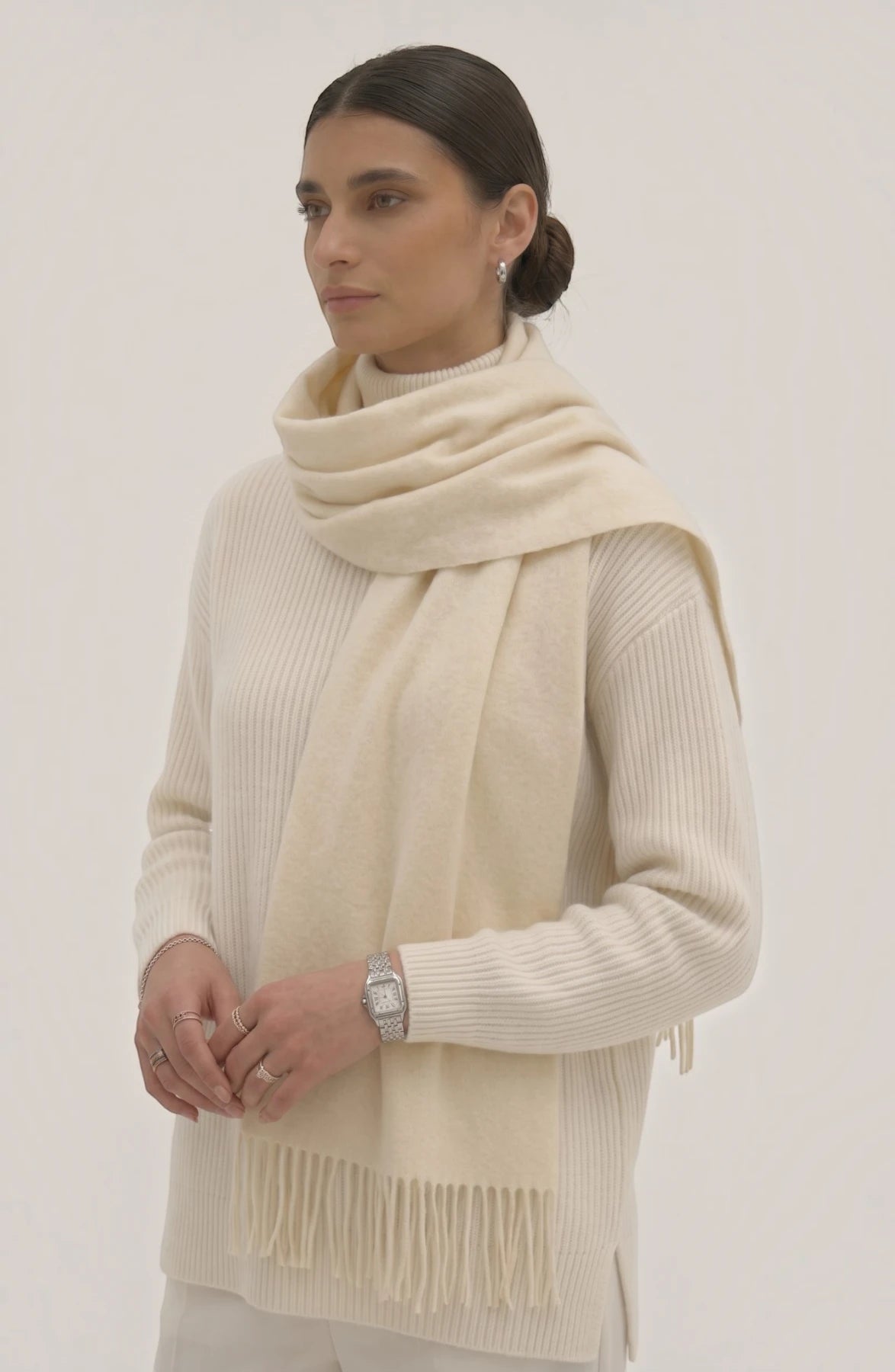 LORVENES Pure Wool Solid Scarf
