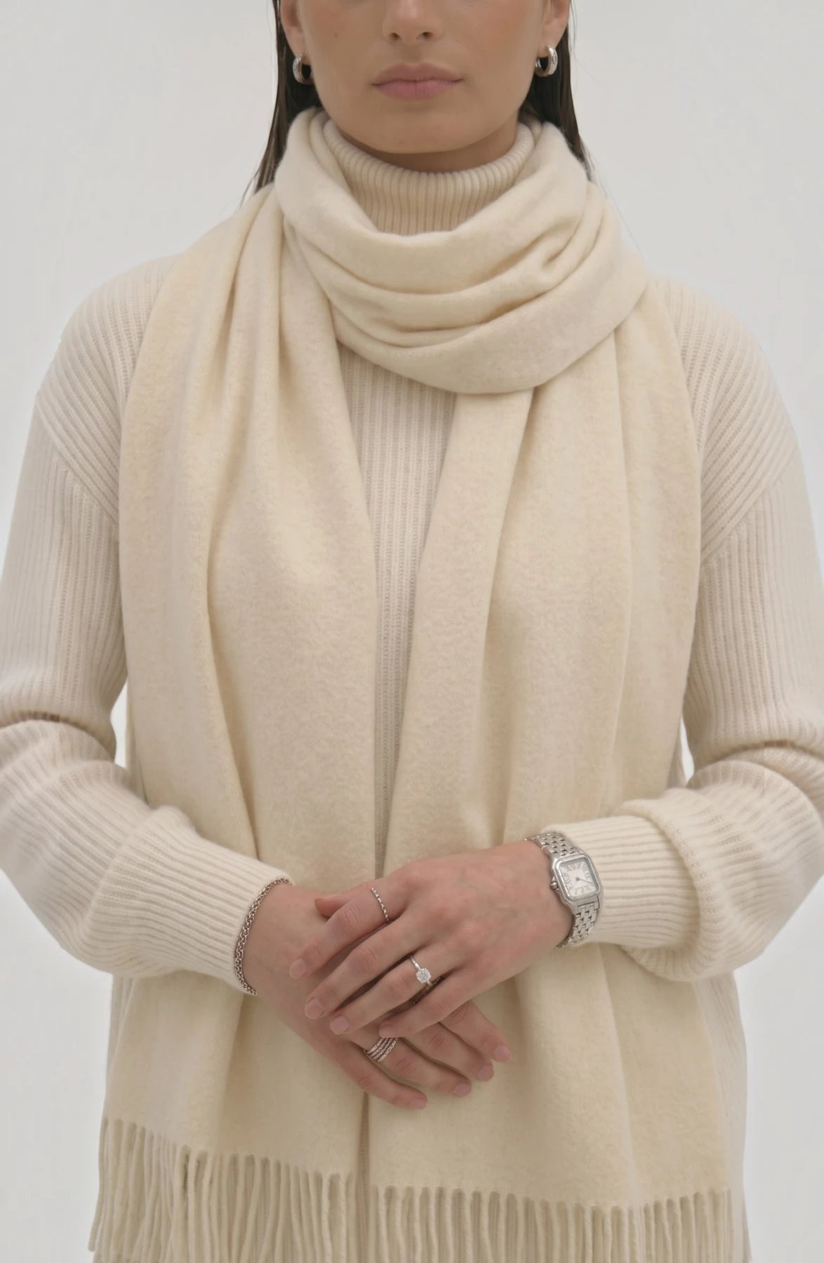 LORVENES Pure Wool Solid Scarf
