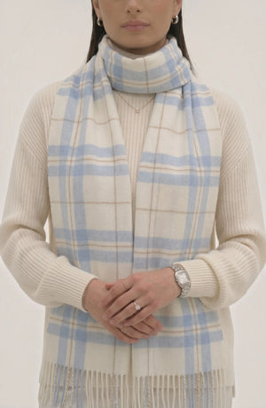 LORVENES Plaid Wool Tassel Scarf