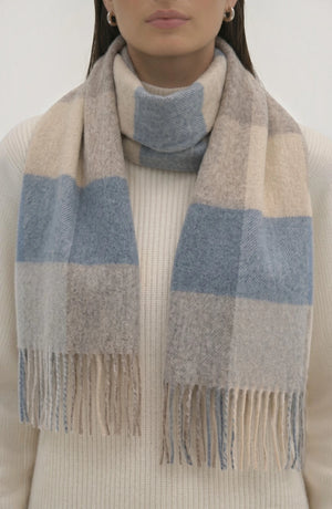 LORVENES Plaid Wool Tassel Scarf