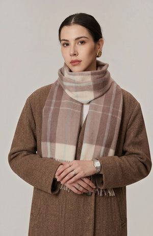 LORVENES Plaid Wool Tassel Scarf