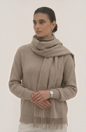 LORVENES Pure Wool Solid Scarf
