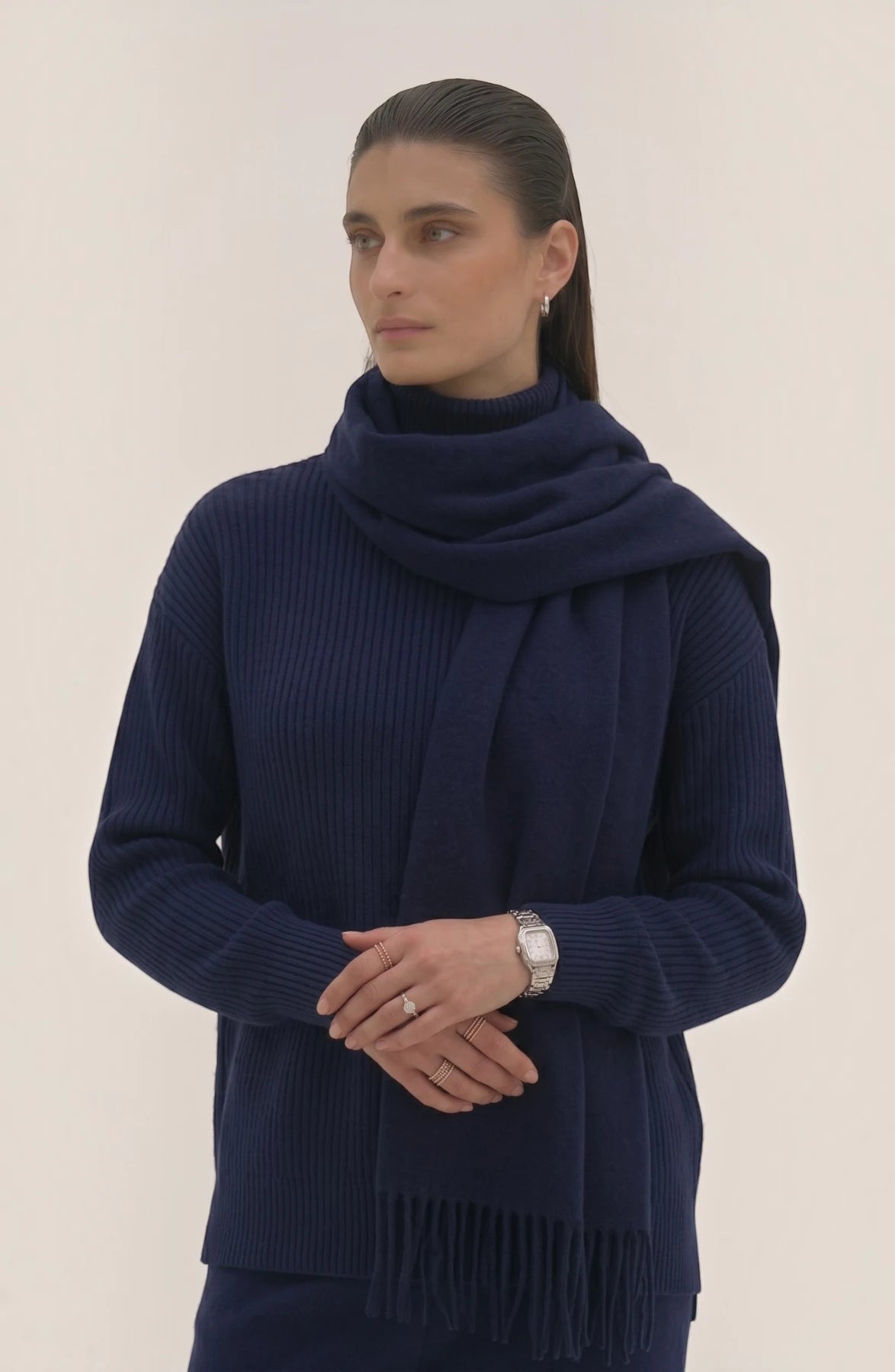 LORVENES Pure Wool Solid Scarf