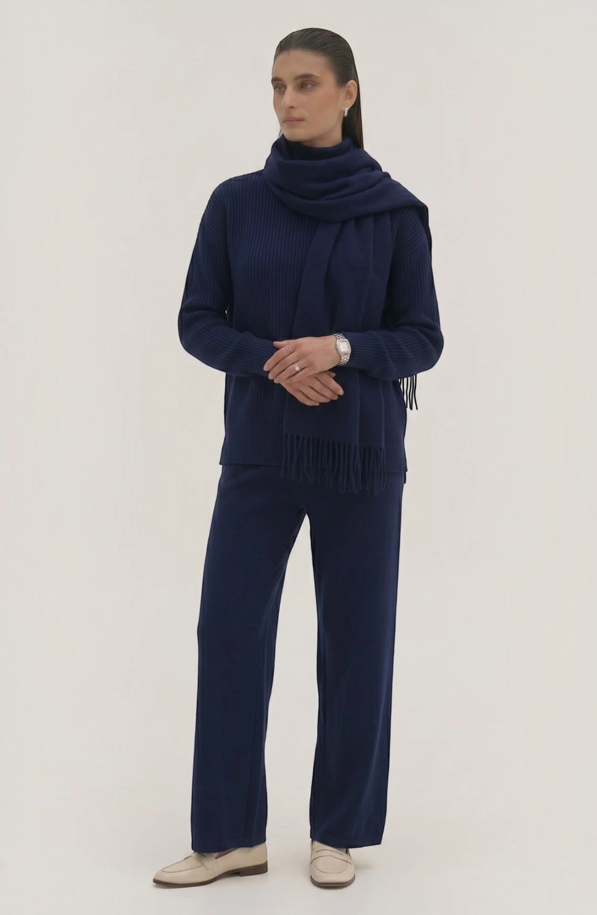 LORVENES Pure Wool Solid Scarf