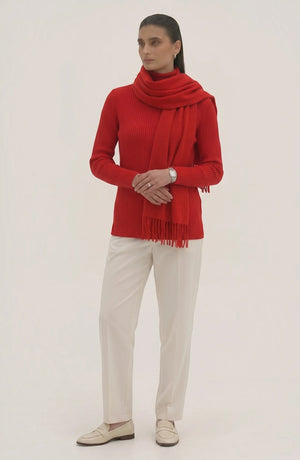 LORVENES Pure Wool Solid Scarf
