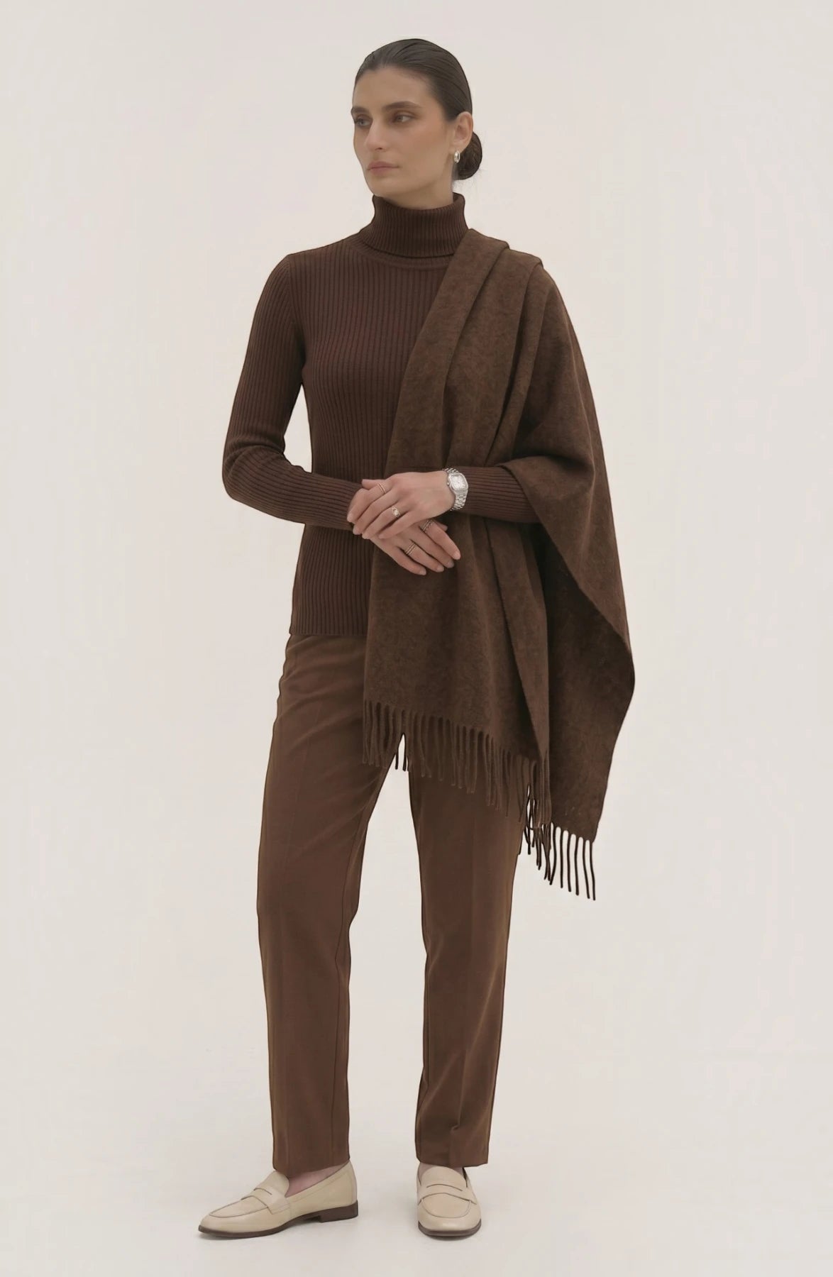 LORVENES Pure Wool Solid Scarf