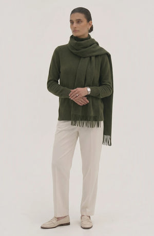 LORVENES Pure Wool Solid Scarf