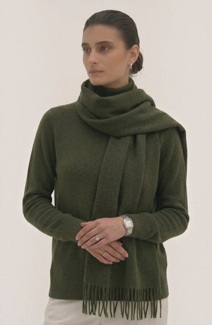 LORVENES Pure Wool Solid Scarf