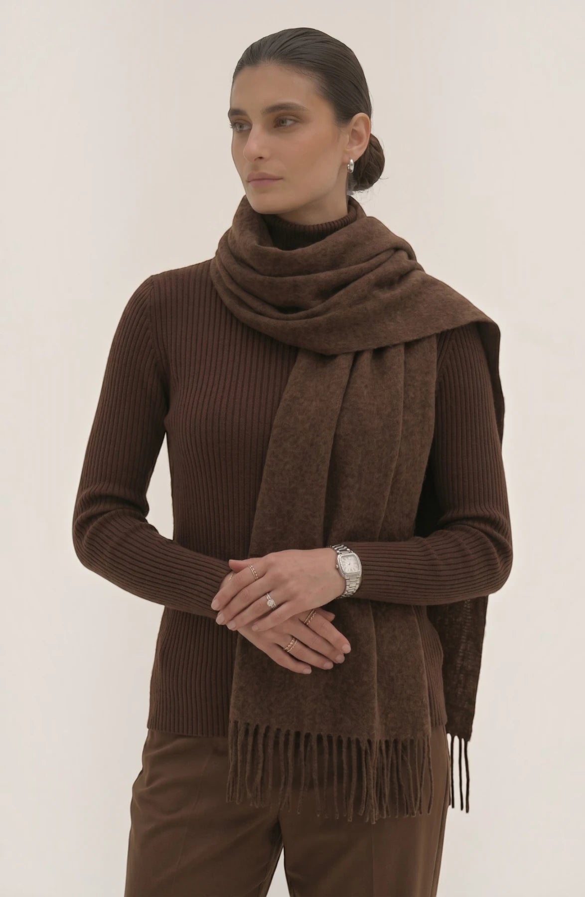 LORVENES Pure Wool Solid Scarf