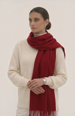 LORVENES Pure Wool Solid Scarf