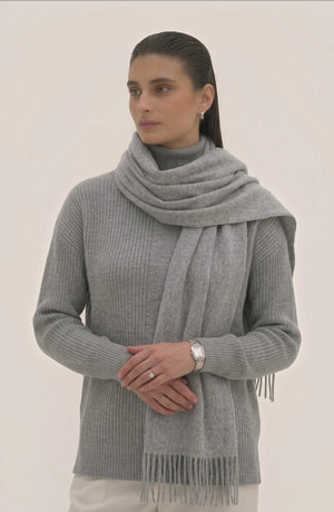 LORVENES Pure Wool Solid Scarf