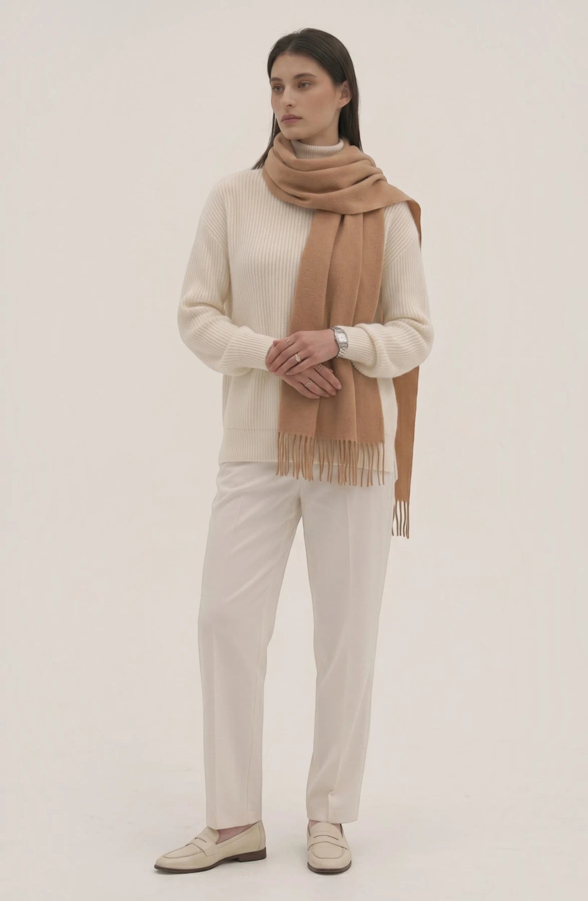 LORVENES Pure Wool Solid Scarf