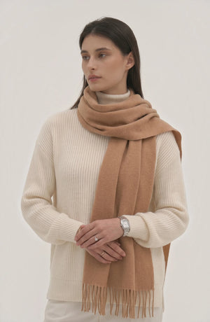 LORVENES Pure Wool Solid Scarf