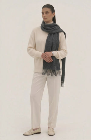 LORVENES Pure Wool Solid Scarf