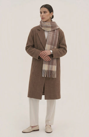 LORVENES Plaid Wool Tassel Scarf