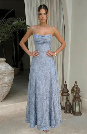 LORVENES sexy flowy evening dress with elegant fabric and a flattering silhouette, perfect for formal occasions and evening wear.