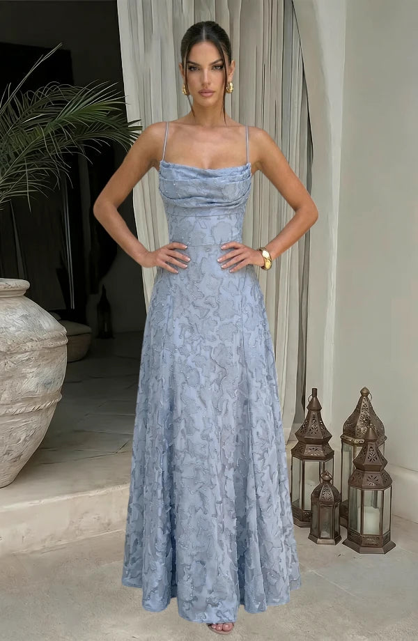 LORVENES sexy flowy evening dress with elegant fabric and a flattering silhouette, perfect for formal occasions and evening wear.