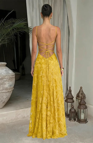 LORVENES sexy flowy evening dress with elegant silhouette, featuring lightweight fabric and a stylish, flowing design.
