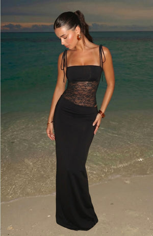 LORVENES glitter party dress with shimmering fabric and sleeveless design, perfect for festive occasions and celebrations.