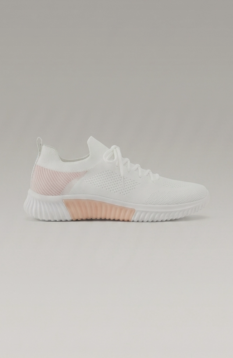LORVENE Polar Crest sneakers with white soles and navy blue fabric, shown from the bottom left angle.