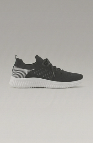 LORVENE Polar Crest sneakers with white soles and navy blue and gray upper, displayed on a white background.