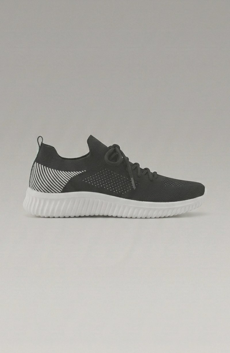 LORVENE Polar Crest sneakers with white soles and navy blue and gray upper, displayed on a white background.