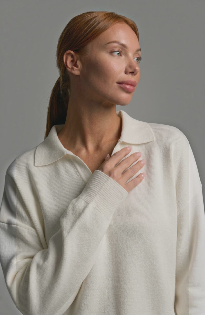 LORVENES knit trouser set featuring a cozy, stylish matching top and pants worn by a model, ideal for casual and office wear.