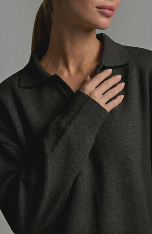 LORVENES knit trouser set featuring a cozy, stylish knit fabric with matching trousers and top, worn by a model.