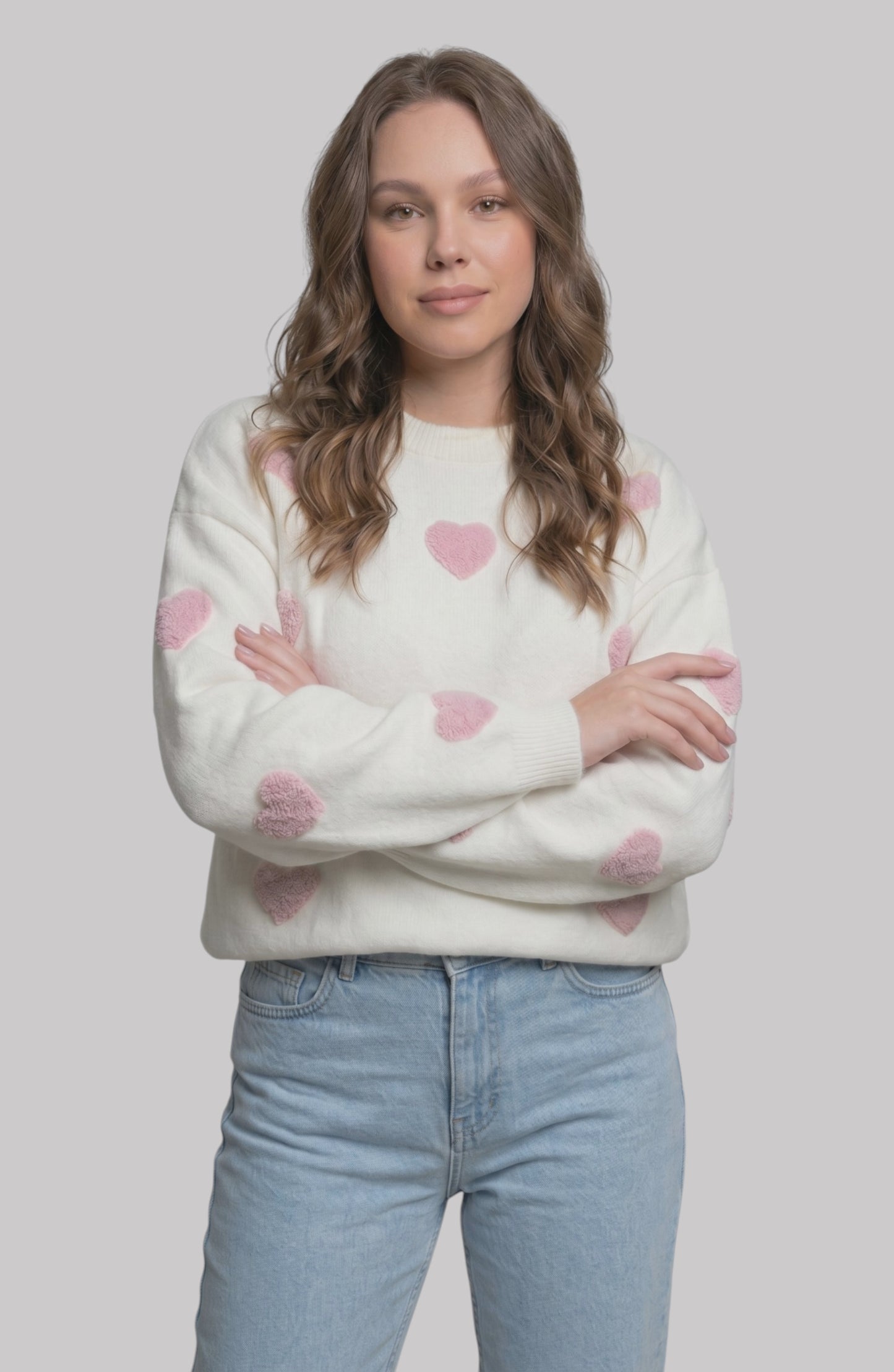 LORVENE Luxe Comfort Sweater shown from bottom left pose, featuring soft fabric and relaxed fit in a cozy, stylish design.