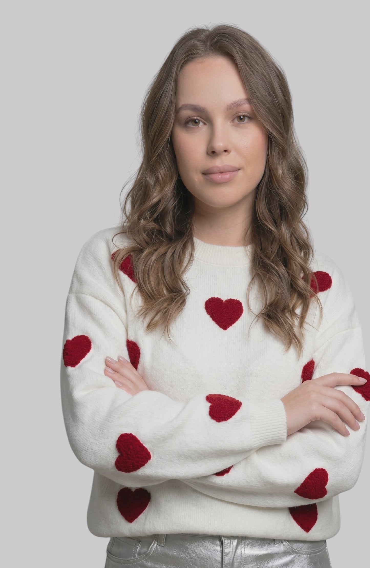 LORVENE Luxe Comfort Sweater shown from the bottom left pose, featuring soft knit fabric and relaxed fit in a cozy style.