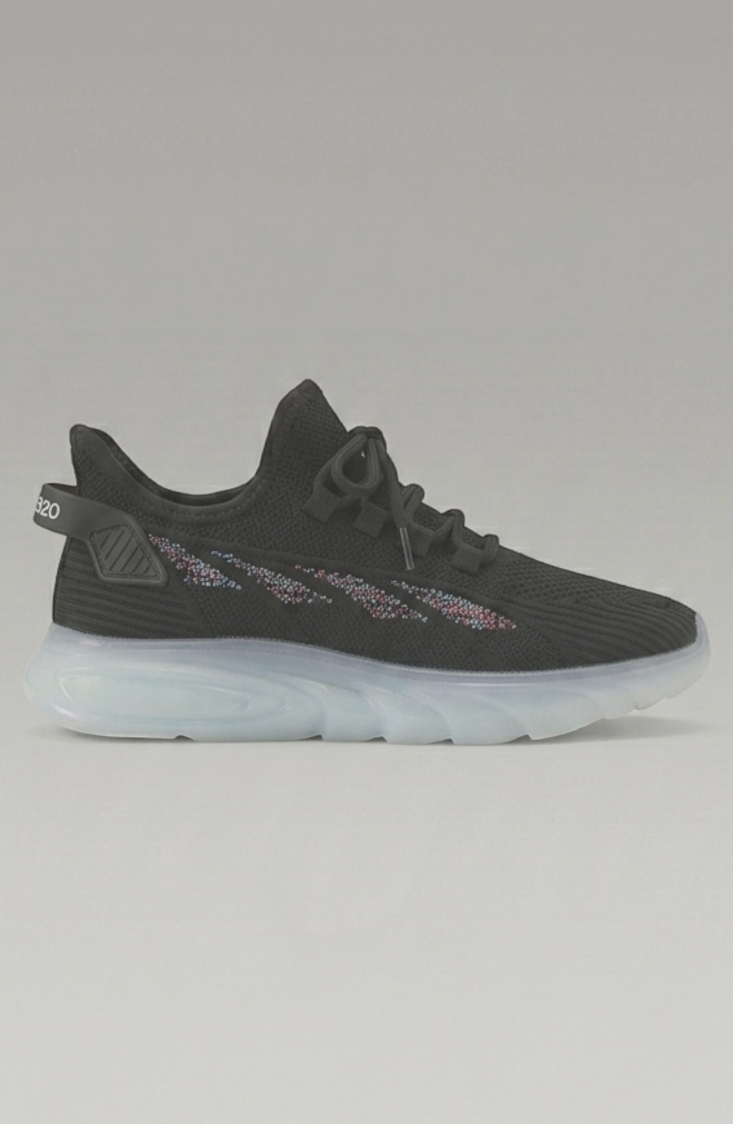 LORVENE Cloud Ease sneakers showing the bottom left sole with a textured pattern and white accents.