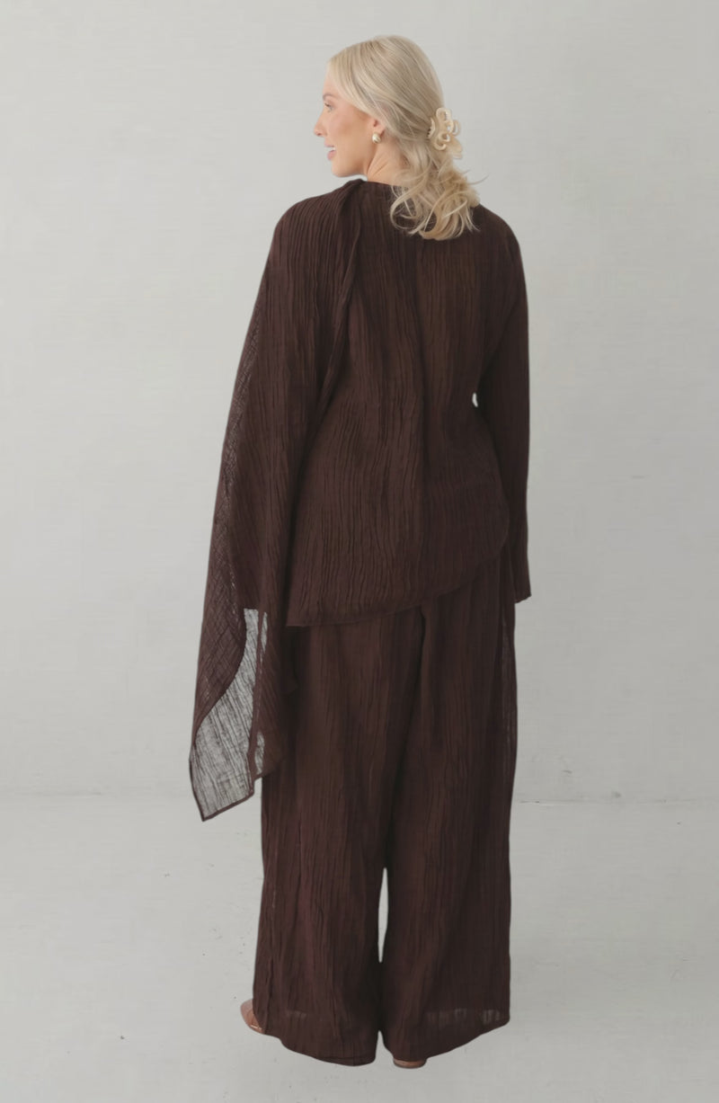 LORVENES 2025 Loriya solid color buttoned cardigan and pants two-piece set, casual style with button details, worn by a model.