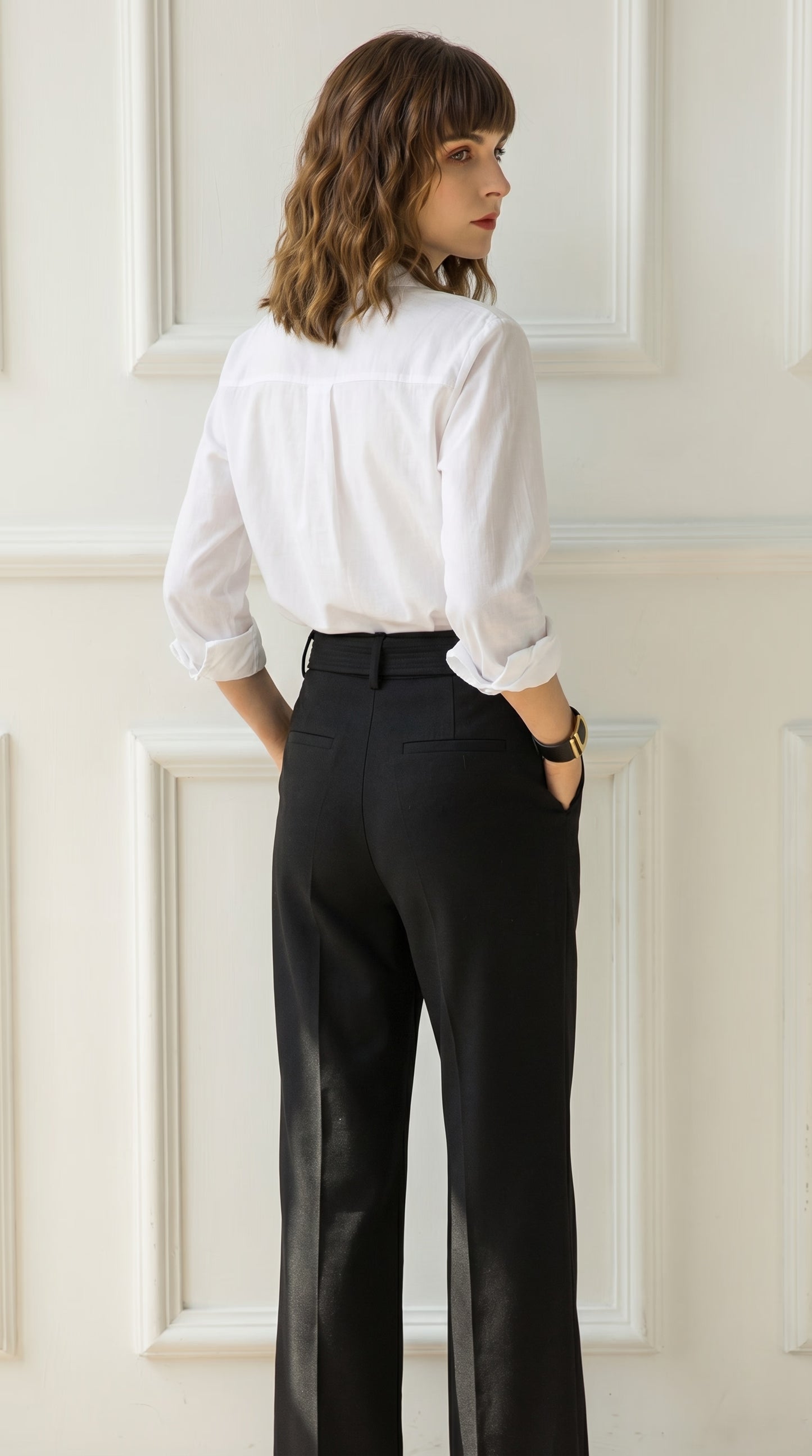 LORVENE Pocket White Shirt displayed on a hanger, close-up of soft white cotton fabric with a chest pocket detail.