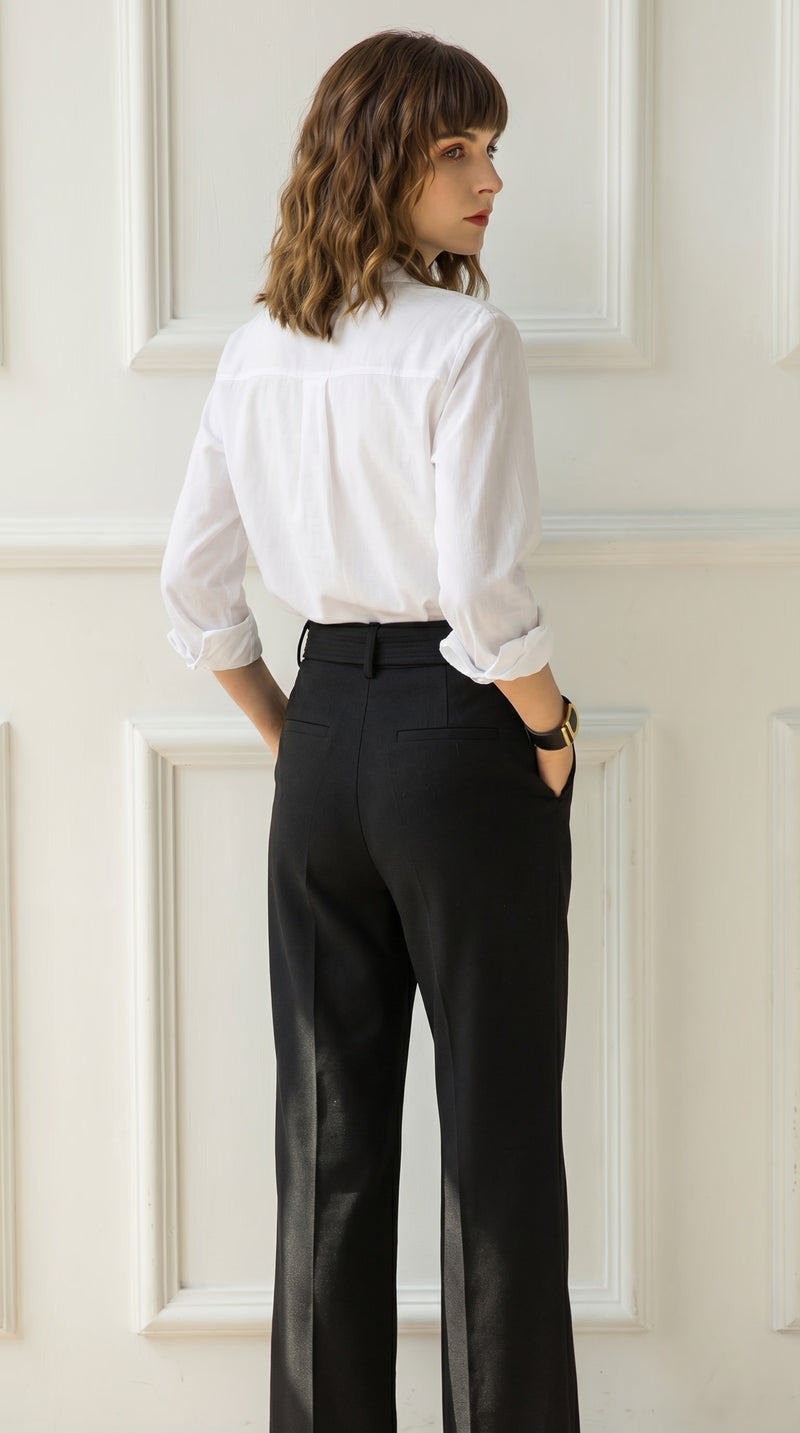 LORVENE Pocket White Shirt displayed on a hanger, close-up of soft white cotton fabric with a chest pocket detail.